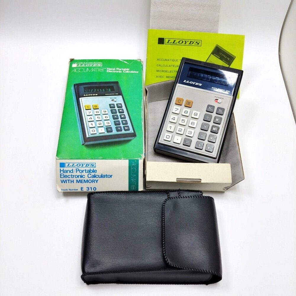 2/$30 VTG Lloyd's Accumatic Electronic Calculator E 310 Case‎ & Box Rare TESTED